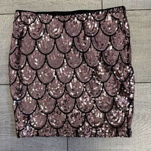Lily Rose Pink Sequin Scallop Pencil Skirt